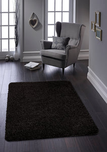 Black Washable & Non Slip Shaggy Rug - My Rug