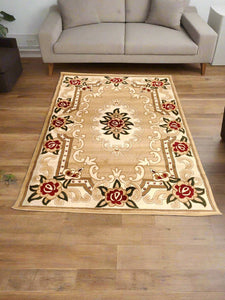 Beige Traditional Living Room Rug -  Excellence