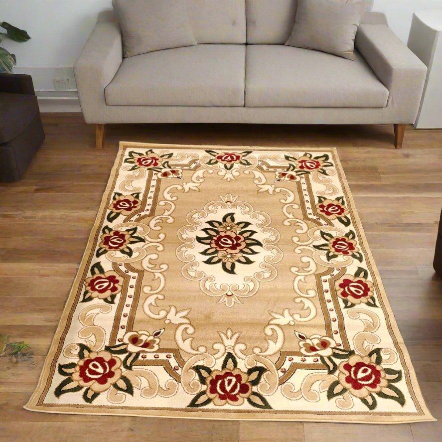 Beige Traditional Living Room Rug -  Excellence