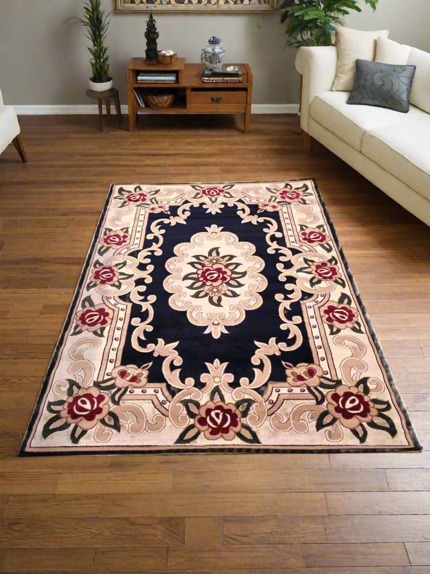 Navy Traditional Living Room Rug -  Excellence