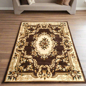 Brown Traditional Living Room Rug -  Excellence