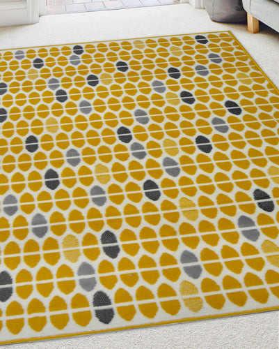 Ochre Polka Dots Living Room Rug - Islay