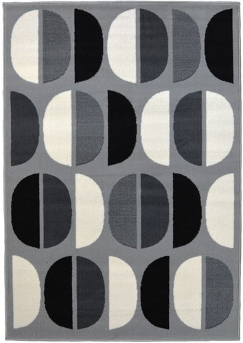 Retro Grey Living Room Rug - Islay