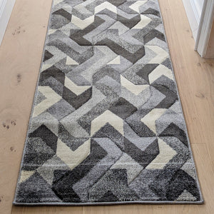 Monochrome Grey Zig Zag Rug - Boston